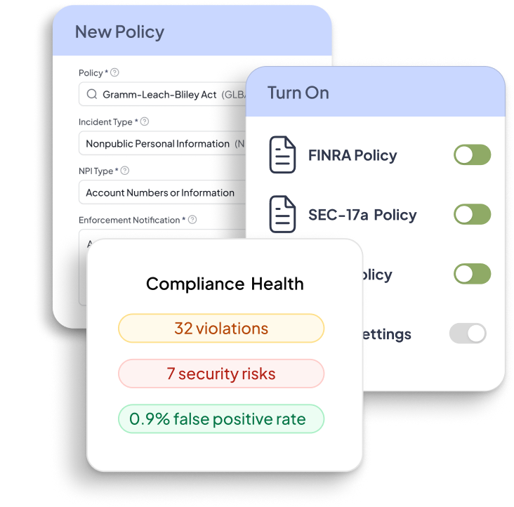 Aten dialog boxes showing program fucntionality and compliance health